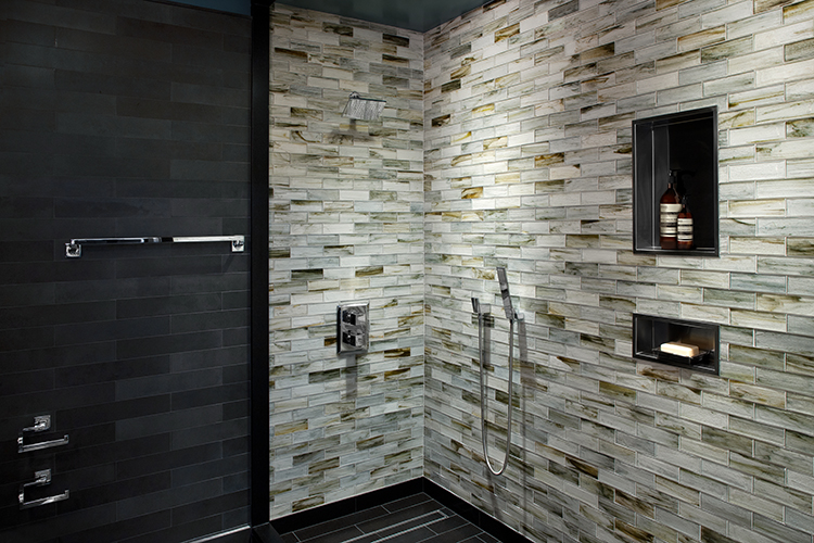 Basalt And Glass Tile Bathroom By, Glass Tiles For Bathroom