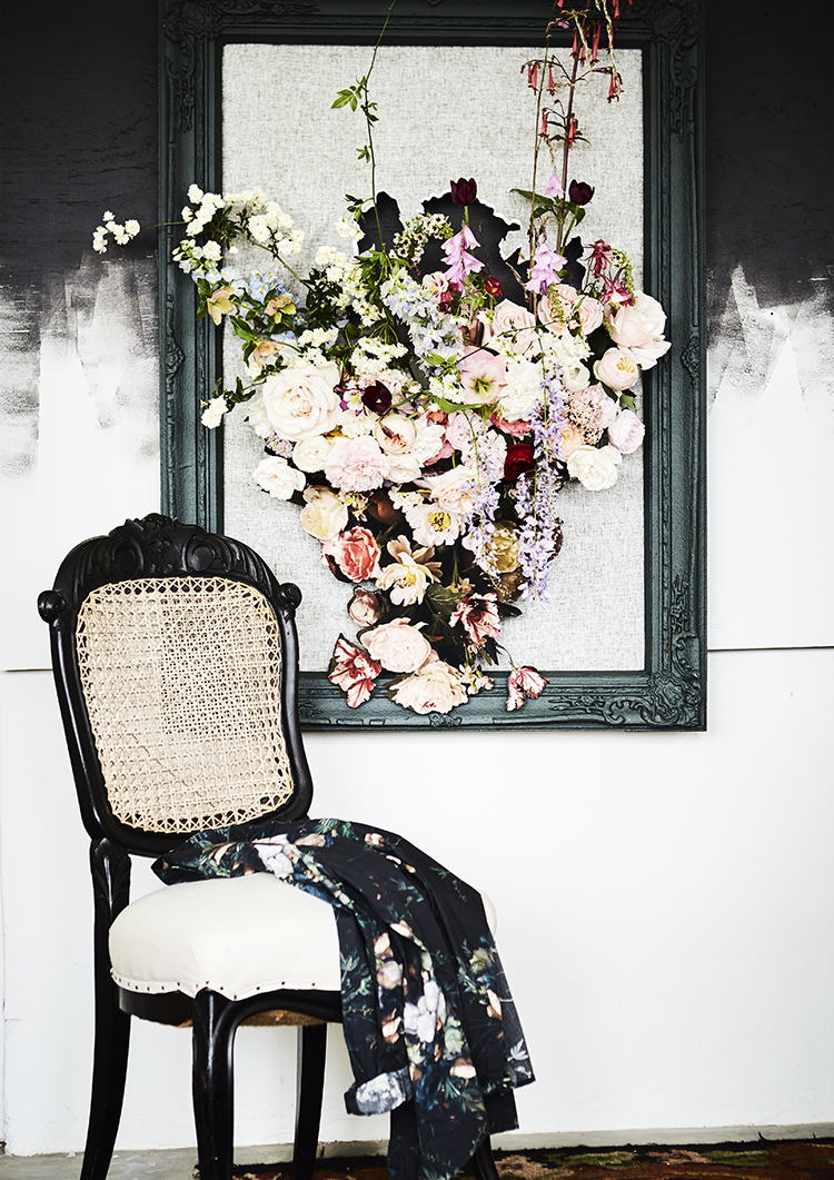 living painting- flowers in picture frame