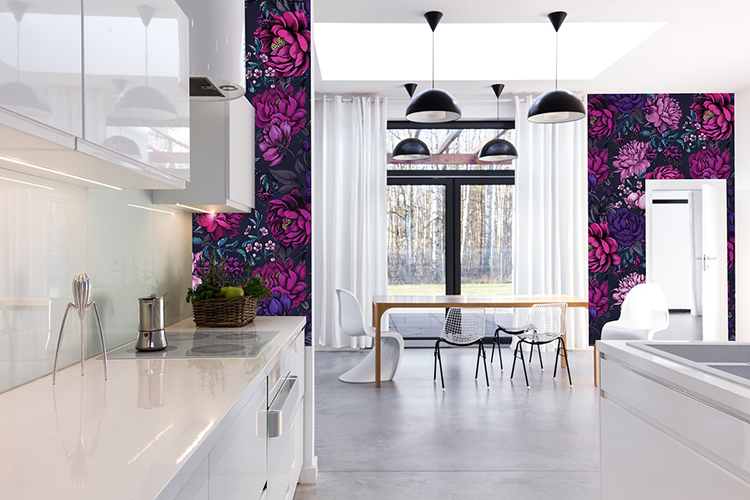 midnight peony wallpaper from lisa batson goldberg for icff 2019